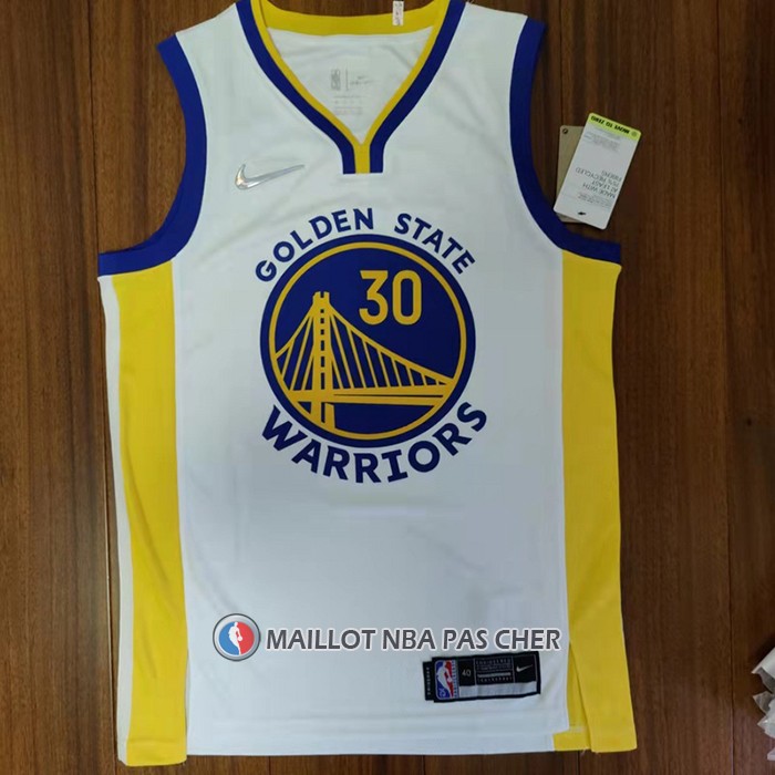 Maillot Golden State Warriors Stephen Curry NO 30 Association 2022 NBA Finals Blanc
